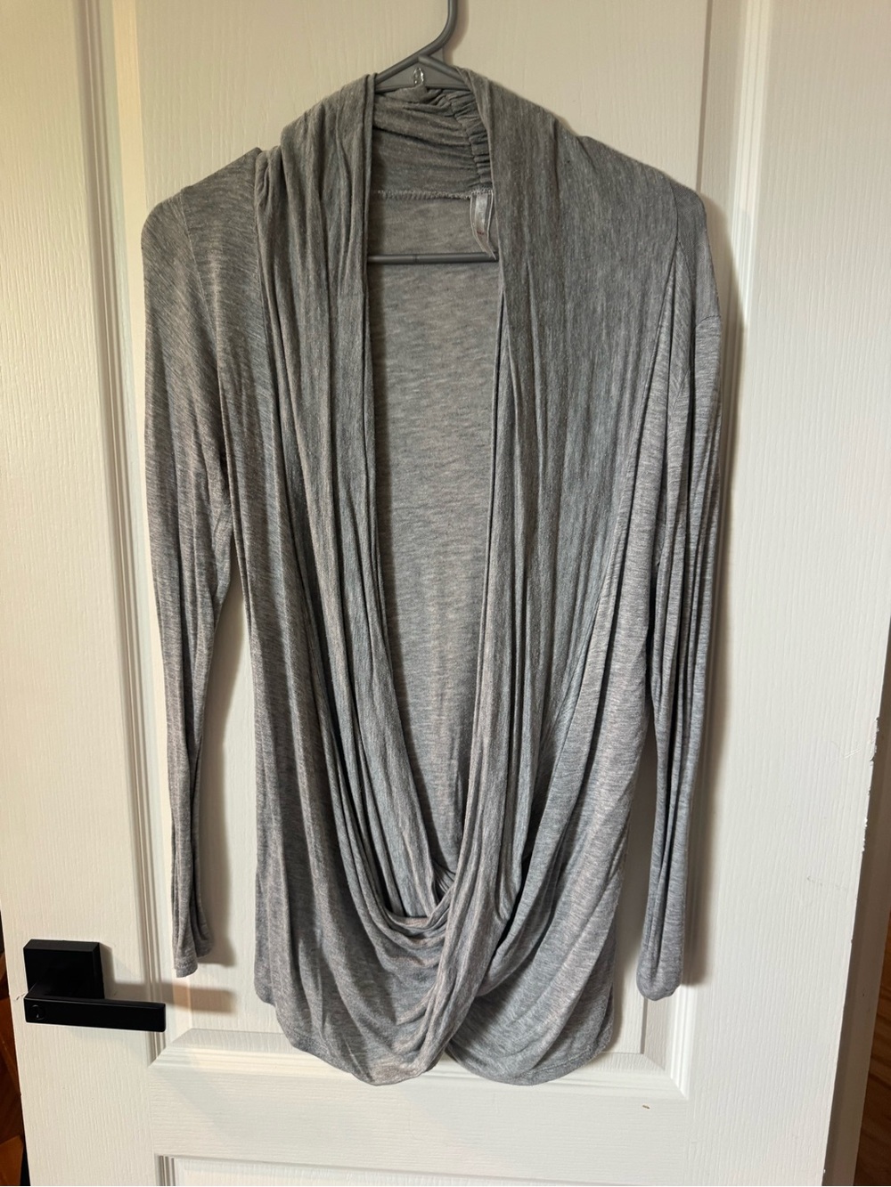 Women’s Draped Open-Front Cardigan Hoodie in Gray